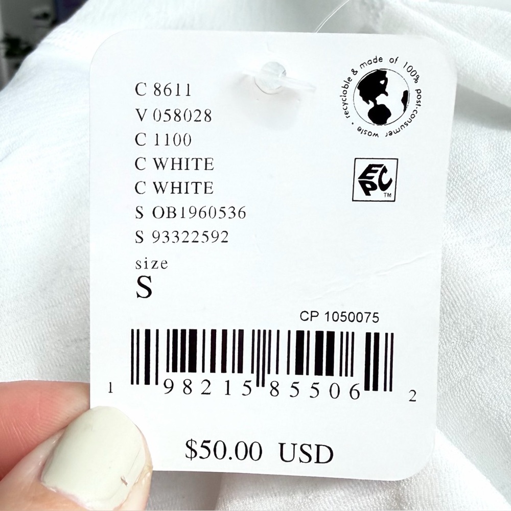 FP Movement Tempo Ruched Long Sleeve NWT Size S Free People Top White - Picture 9 of 9